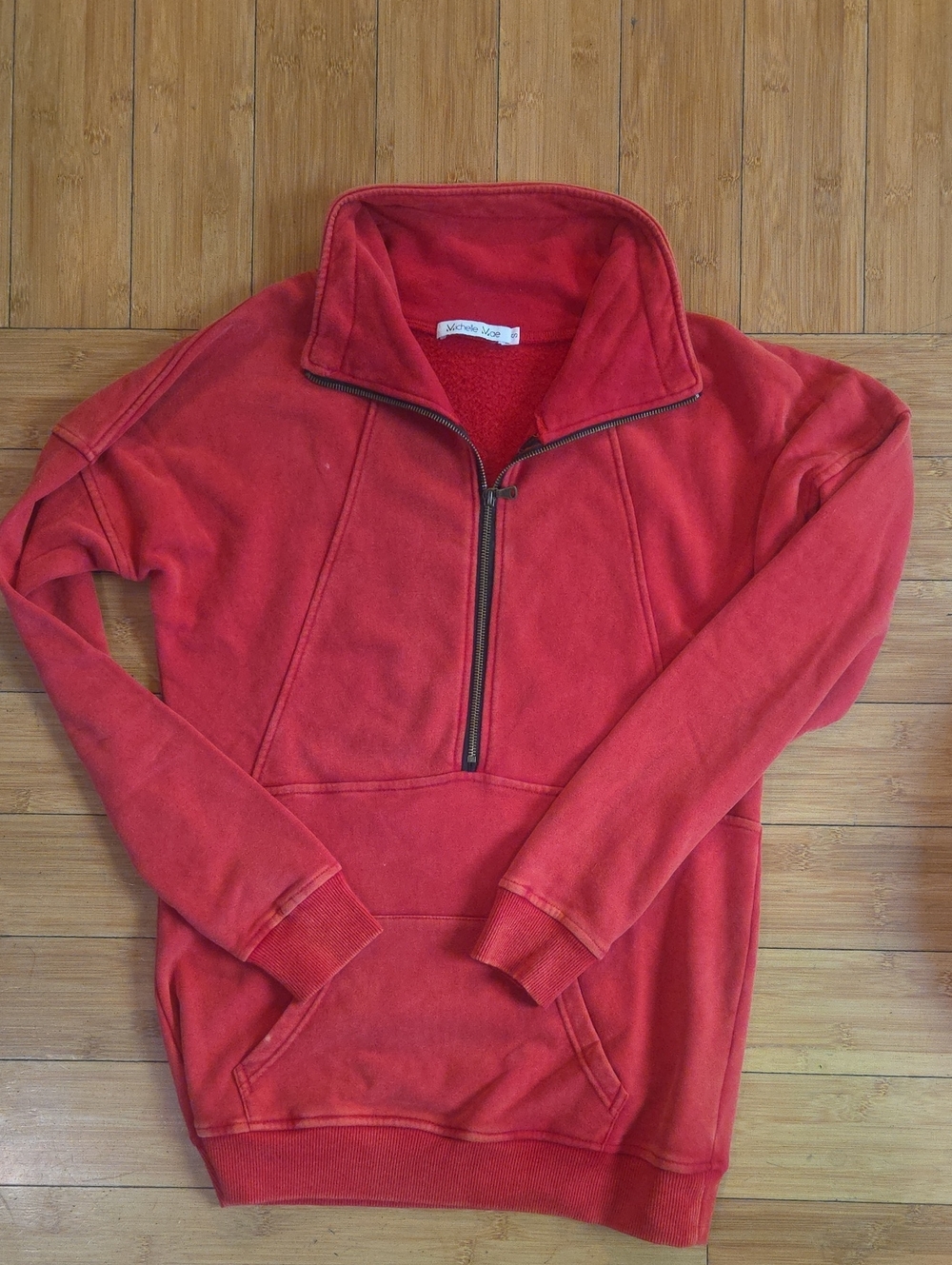 Michelle Mae Red Half-Zip Pullover Sweatshirt